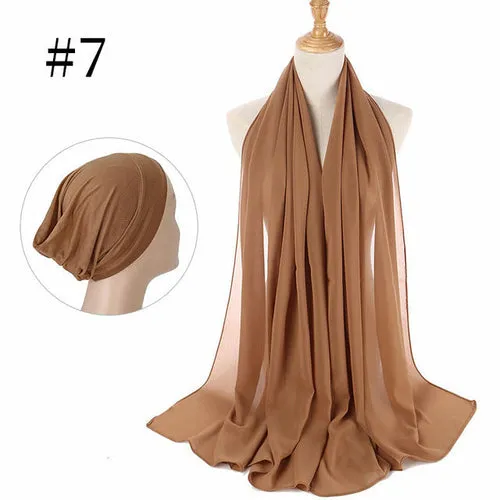 "The Finest Hijab Set - Heavy Chiffon Hijab and Matching Scarf for the Perfect Coordinated Look"