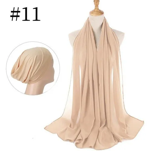 "The Finest Hijab Set - Heavy Chiffon Hijab and Matching Scarf for the Perfect Coordinated Look"