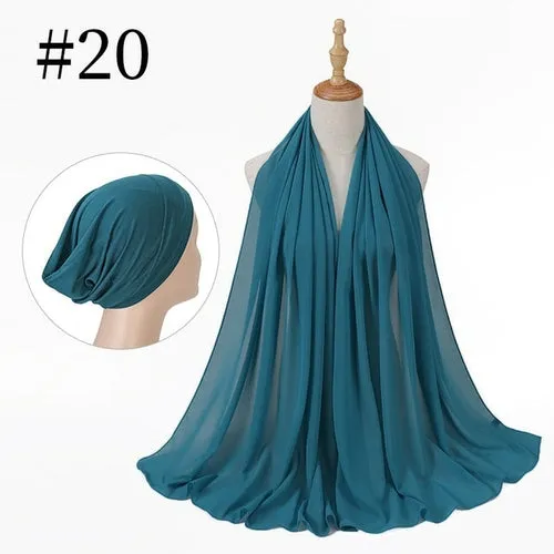 "The Finest Hijab Set - Heavy Chiffon Hijab and Matching Scarf for the Perfect Coordinated Look"