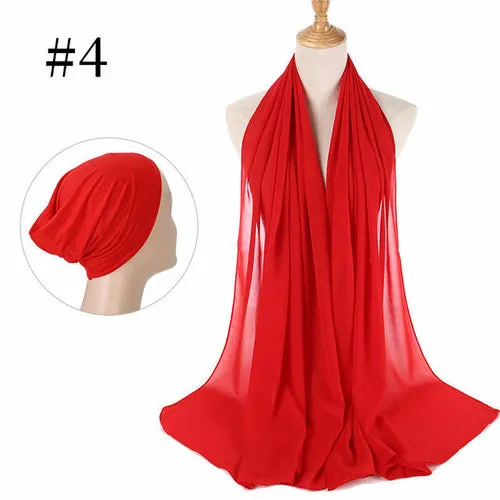"The Finest Hijab Set - Heavy Chiffon Hijab and Matching Scarf for the Perfect Coordinated Look"
