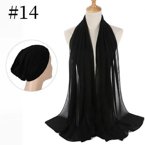 "The Finest Hijab Set - Heavy Chiffon Hijab and Matching Scarf for the Perfect Coordinated Look"