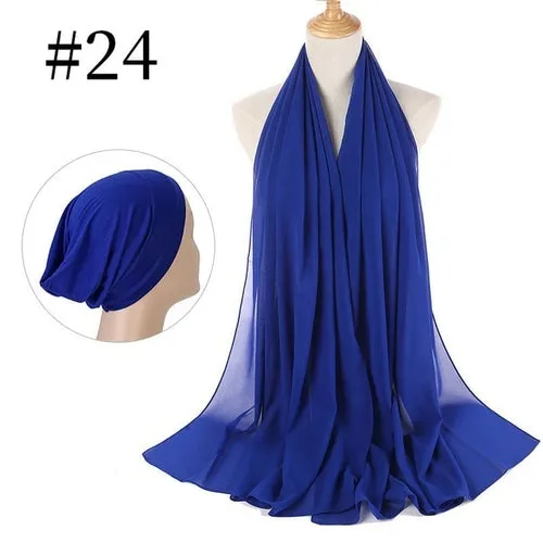 "The Finest Hijab Set - Heavy Chiffon Hijab and Matching Scarf for the Perfect Coordinated Look"
