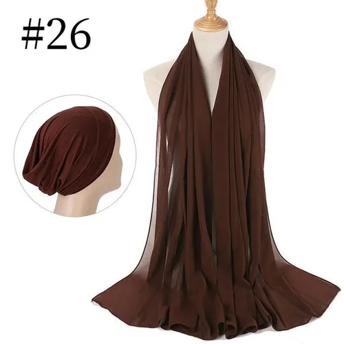 "The Finest Hijab Set - Heavy Chiffon Hijab and Matching Scarf for the Perfect Coordinated Look"