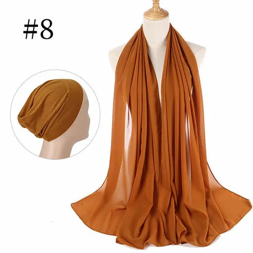 "The Finest Hijab Set - Heavy Chiffon Hijab and Matching Scarf for the Perfect Coordinated Look"