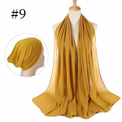 "The Finest Hijab Set - Heavy Chiffon Hijab and Matching Scarf for the Perfect Coordinated Look"