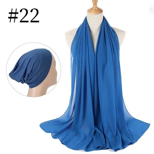 "The Finest Hijab Set - Heavy Chiffon Hijab and Matching Scarf for the Perfect Coordinated Look"