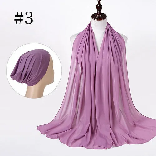 "The Finest Hijab Set - Heavy Chiffon Hijab and Matching Scarf for the Perfect Coordinated Look"