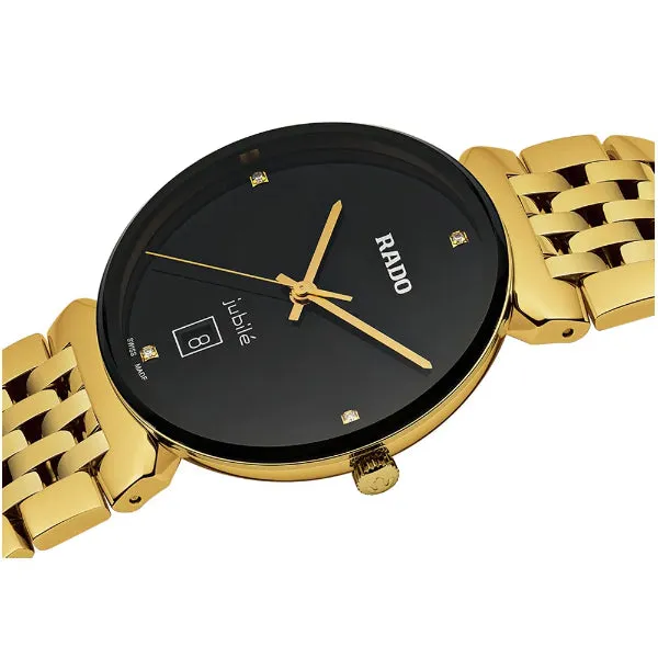 Rado Florence Diamonds Gold Stainless Steel Black Dial Quartz Unisex Watch- R48914703