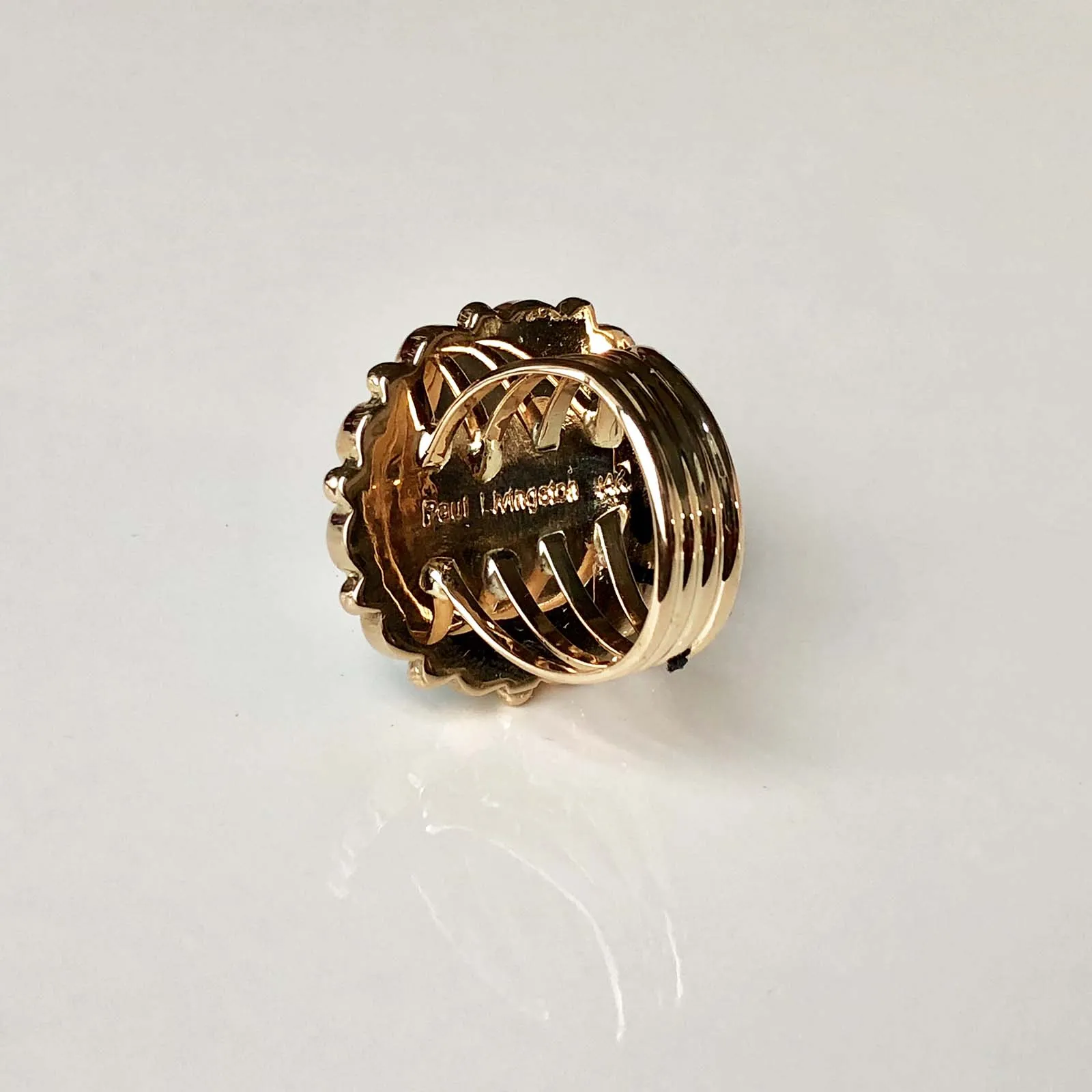 Robins Blue Firework 14K Gold Sleeping Beauty Ring Flower Cluster Signed Size 7