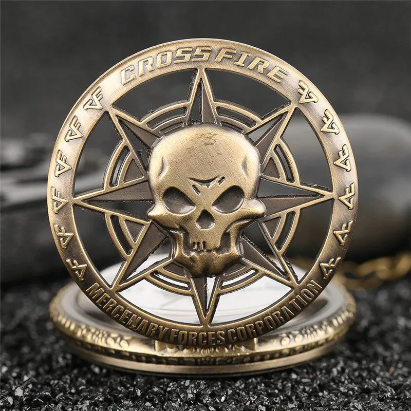 Rock Fashion Pocket Watch Skull Stars Skeleton Carving Pendant Chain Rebellious Gothic Hollow Clock Hot Cool Gifts for Men Women