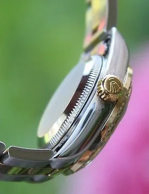 ROLEX 18k GOLD & STEEL LADIES DATEJUST WATCH PAPERS WARRANTY DIAMONDS METEORITE