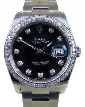 Rolex Datejust 116200 Black Diamond Bezel Dial 36mm Stainless Steel Oyster