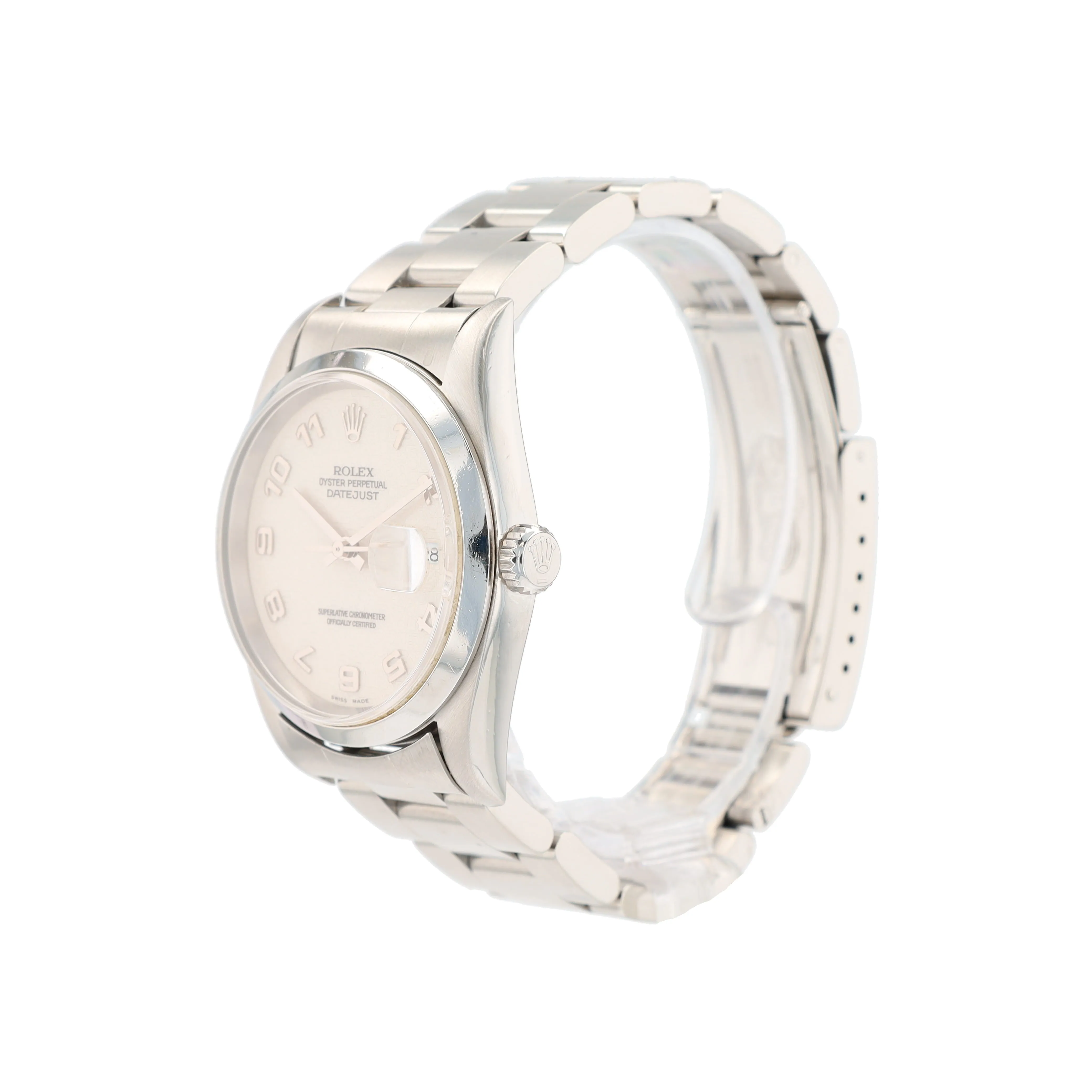 Rolex Datejust 16200 36mm Cream Jubilee Arabic Dial Smooth Bezel Oyster Band
