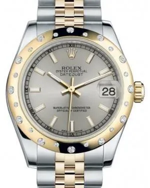 Rolex Datejust 31 Lady Midsize Yellow Gold/Steel Silver Index Dial & Diamond Set Domed Bezel Jubilee Bracelet 178343