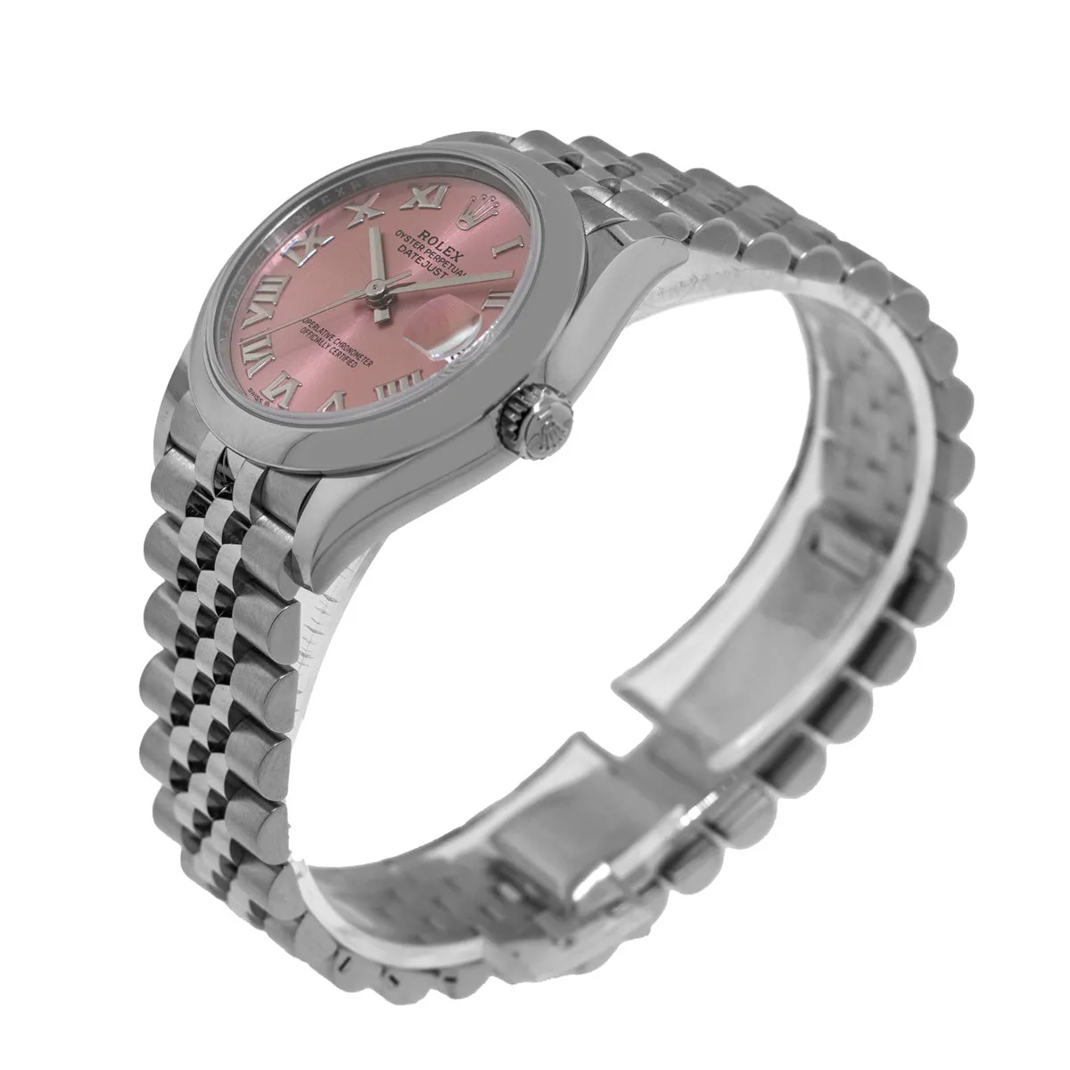 Rolex Datejust 31mm Stainless Steel Pink Roman Dial & Smooth Bezel 278240