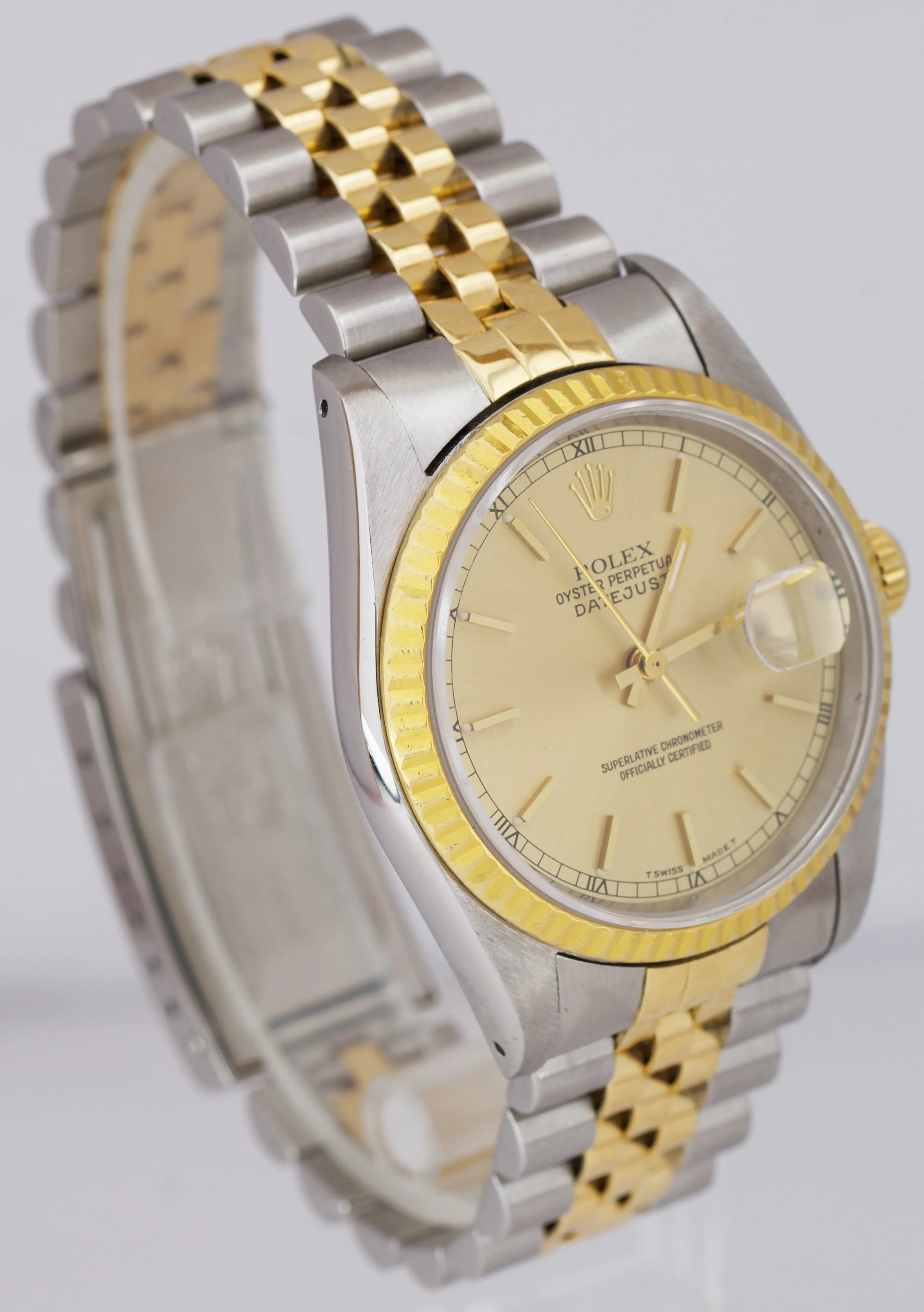 Rolex DateJust 36mm 18K Two-Tone Gold Stainless Champagne Jubilee Watch 16233