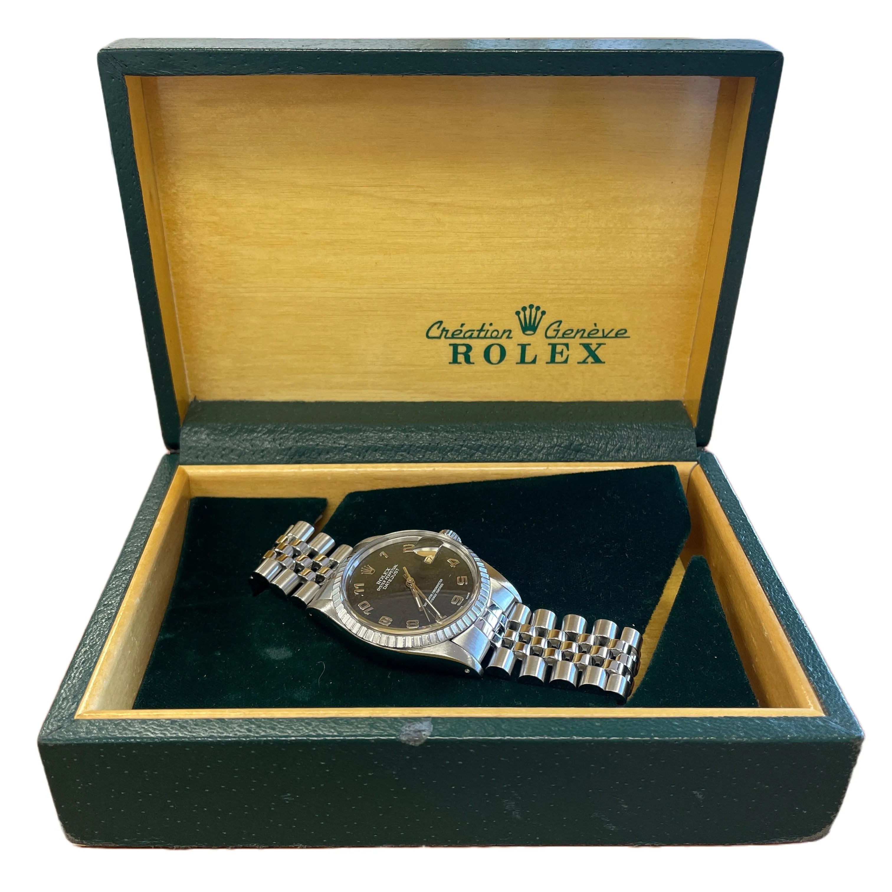 Rolex DateJust 36mm GRAY ARABIC Stainless Steel JUBILEE Date Watch 16030 BOX