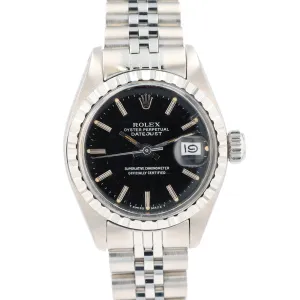 Rolex Datejust  6924 26mm Black Index Dial Engine-turned Bezel Jubilee Band