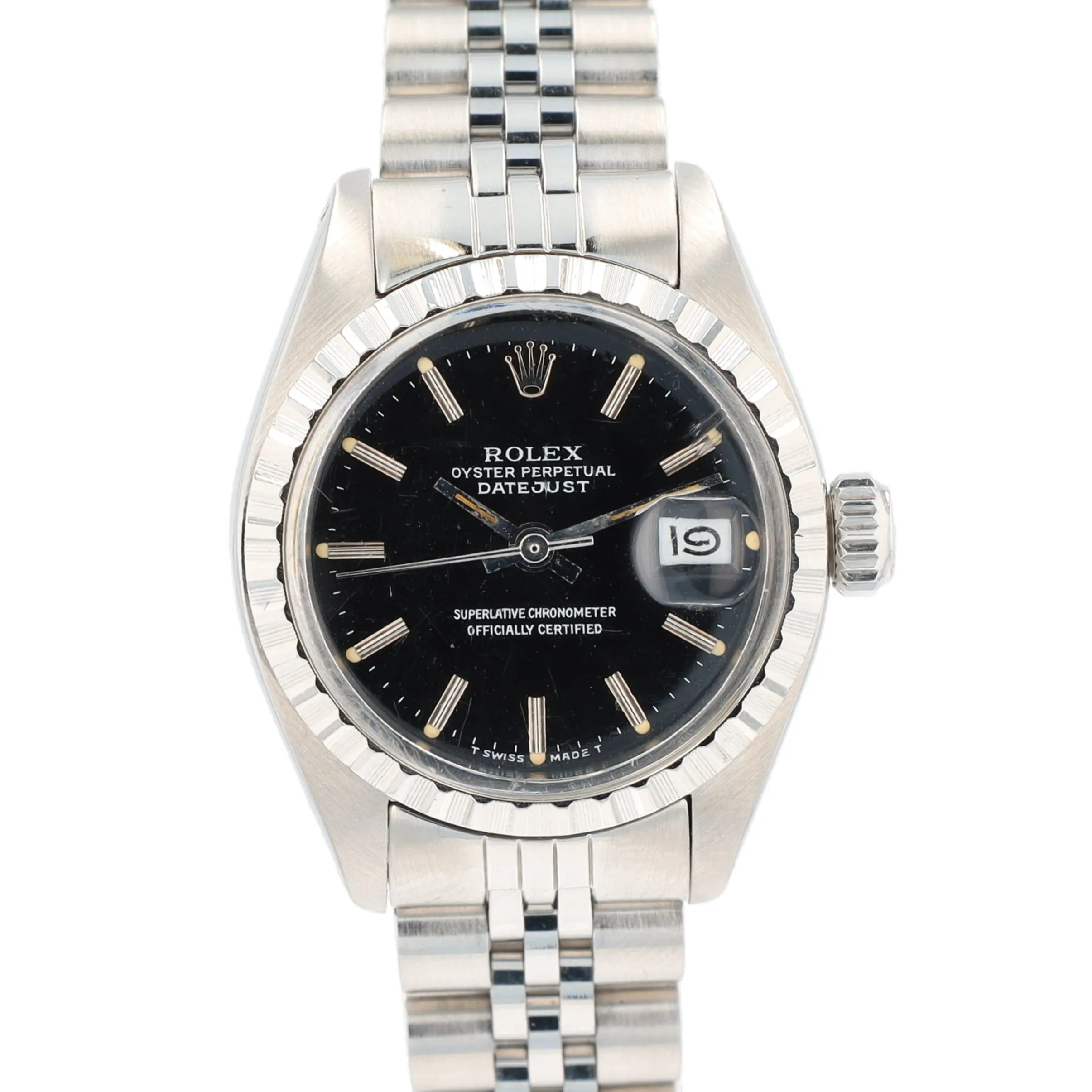 Rolex Datejust  6924 26mm Black Index Dial Engine-turned Bezel Jubilee Band