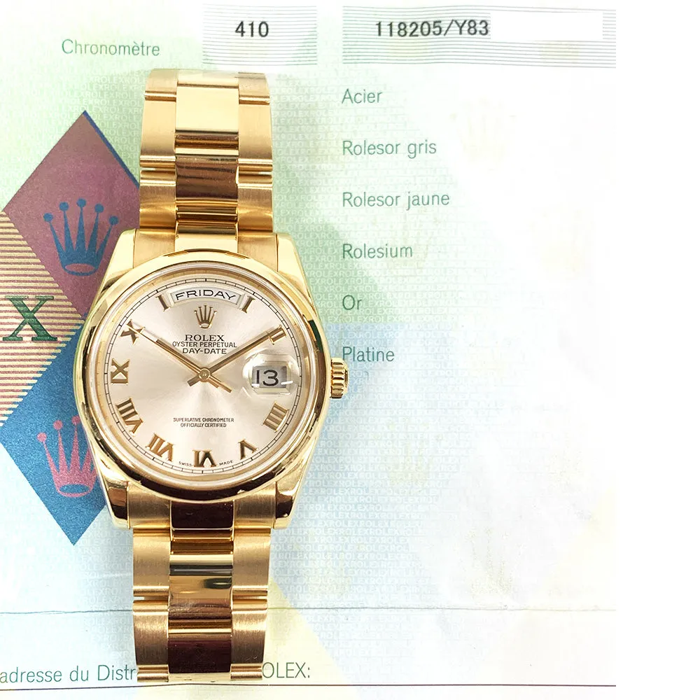Rolex Day-Date 118205 Champagne Roman Dial