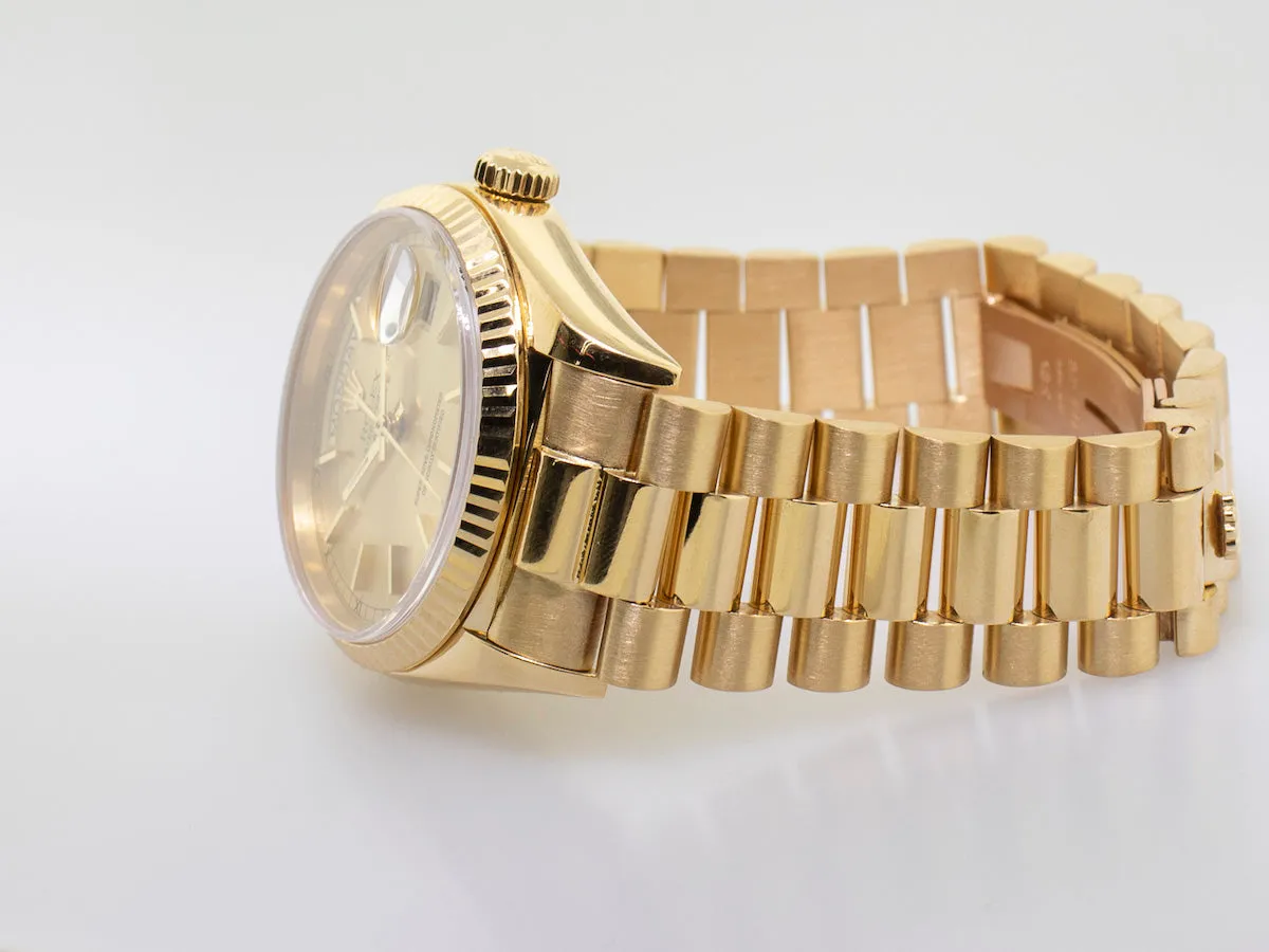 Rolex Day-Date 36mm Yellow Gold Champagne Dial & Fluted Bezel 18038