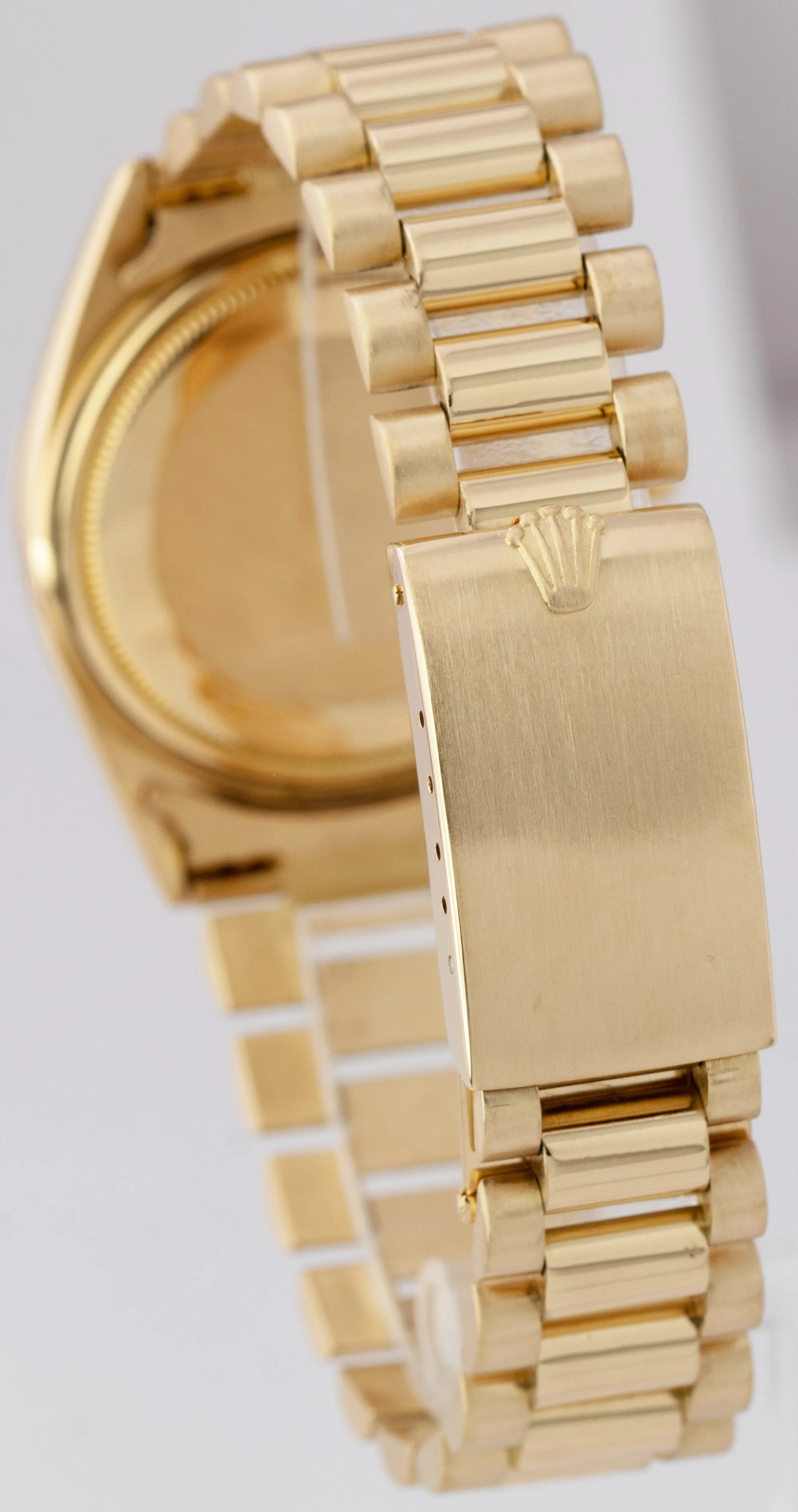 Rolex Day-Date President Gray Silver Pie Pan 18K Yellow Gold 36mm Watch 1807