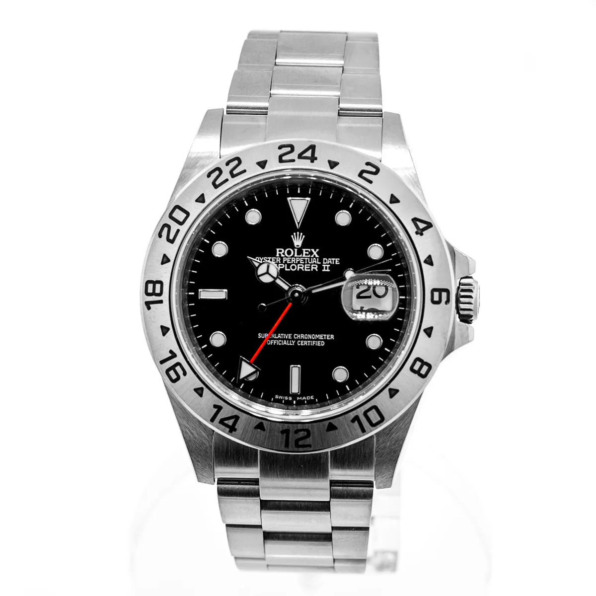 Rolex Explorer II 40mm Cal 3186 Stainless Steel Black Dial & Steel Bezel  16570