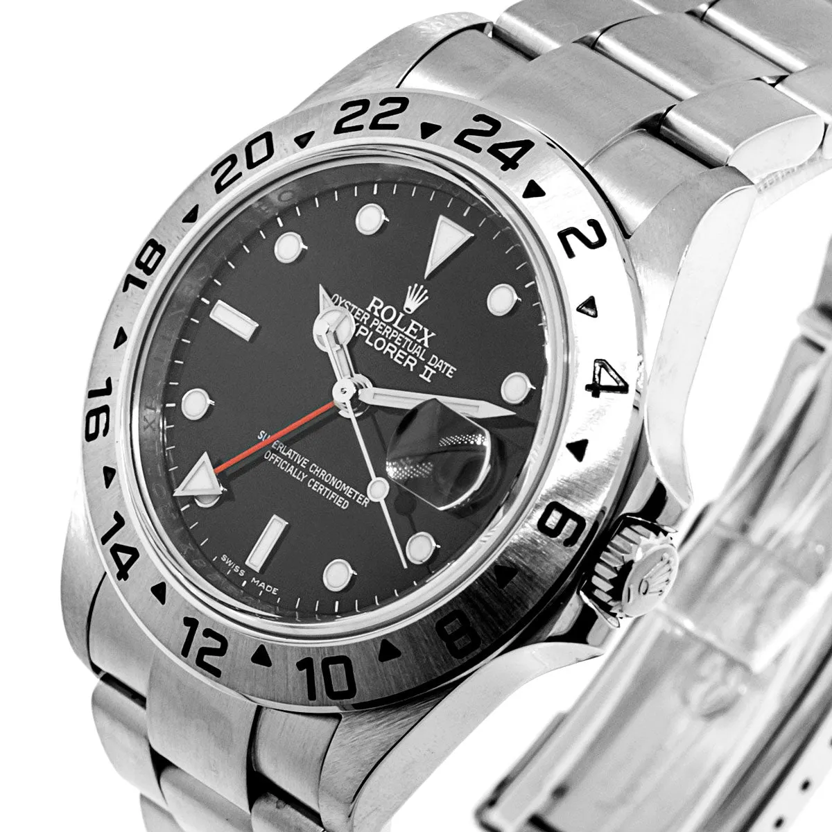 Rolex Explorer II 40mm Cal 3186 Stainless Steel Black Dial & Steel Bezel  16570