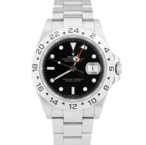 Rolex Explorer II Stainless Steel Black Date GMT 40mm NO-HOLES CASE Watch 16570