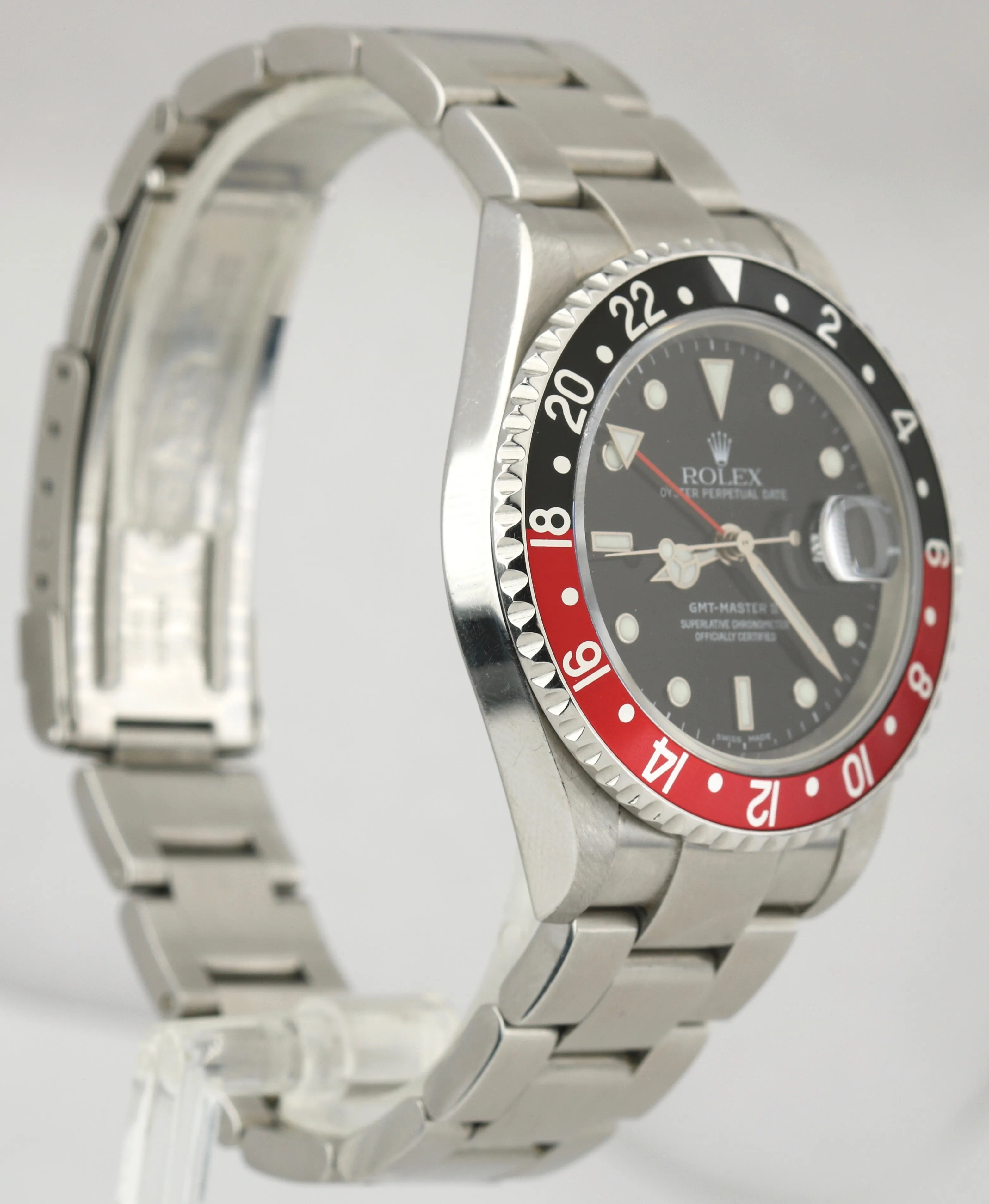 Rolex GMT-Master II 40mm NO-HOLES Coke Black Red Stainless Steel Watch 16710
