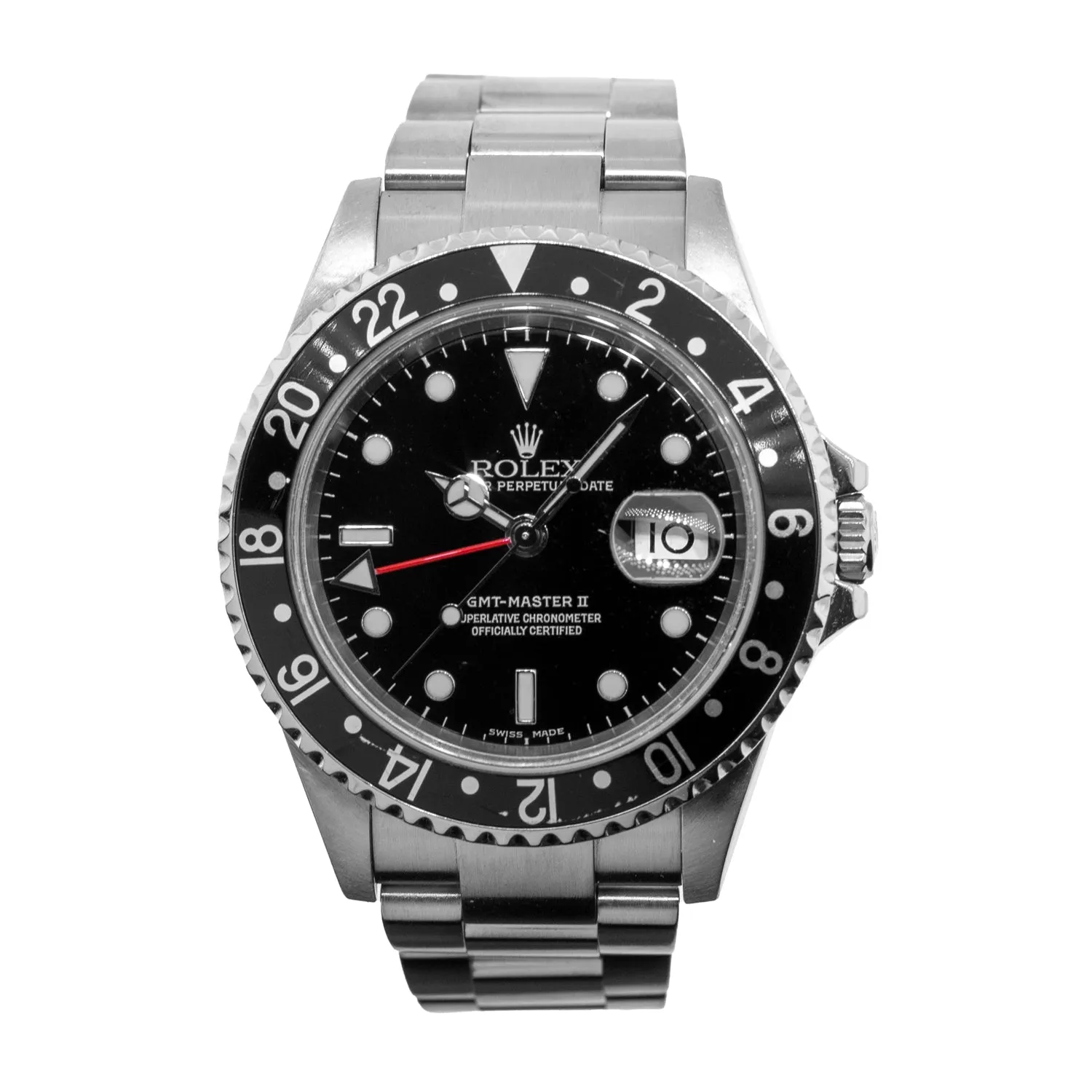 Rolex GMT-Master II 40mm Stainless Steel Black Dial & Black Aluminum Bezel 16710