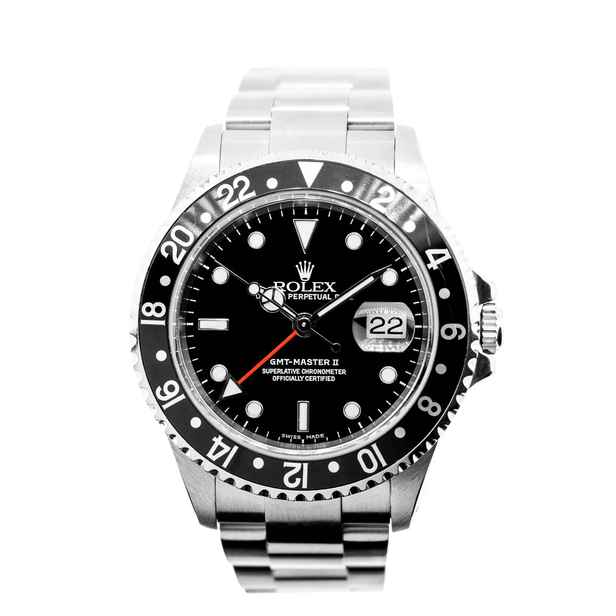 Rolex GMT-Master II 40mm Stainless Steel Black Dial & Black Aluminum Bezel 16710
