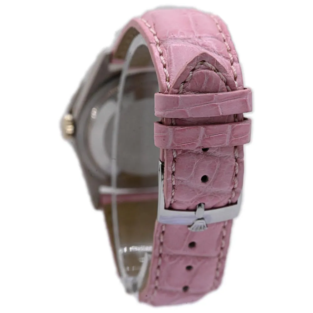 Rolex Ladies Day-Date White Gold 36mm Custom Pave Pink Roman Diamond Dial Watch Reference #: 18239