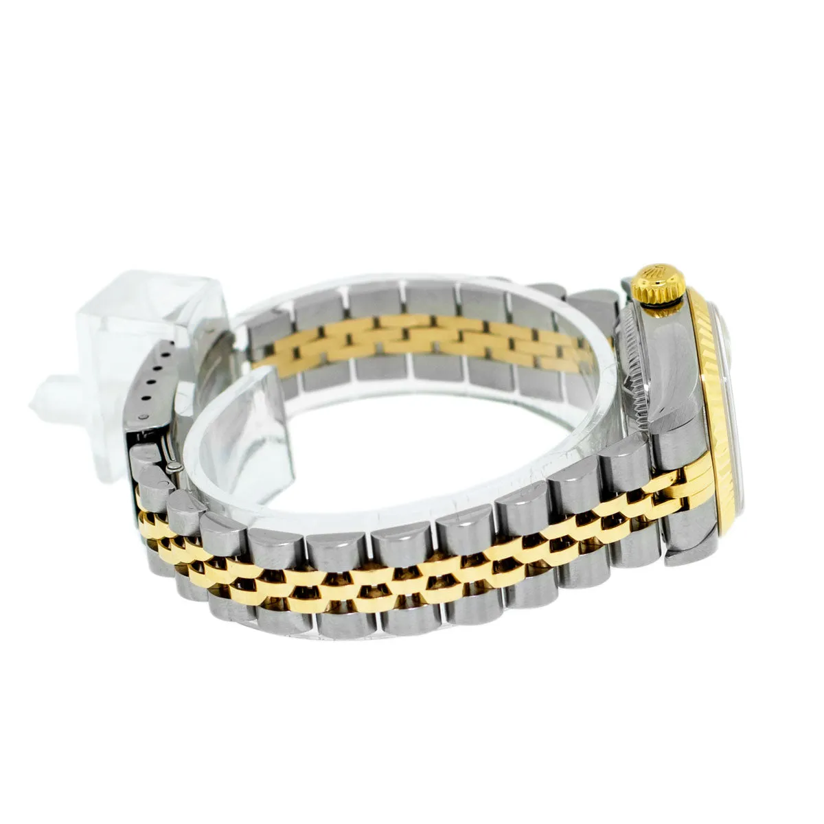 Rolex Lady-Datejust 26mm Yellow Gold & Steel Champagne Stick Dial Fluted Bezel 69173