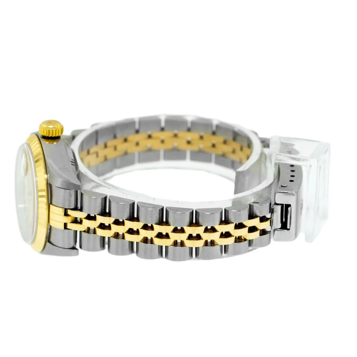Rolex Lady-Datejust 26mm Yellow Gold & Steel Champagne Stick Dial Fluted Bezel 69173