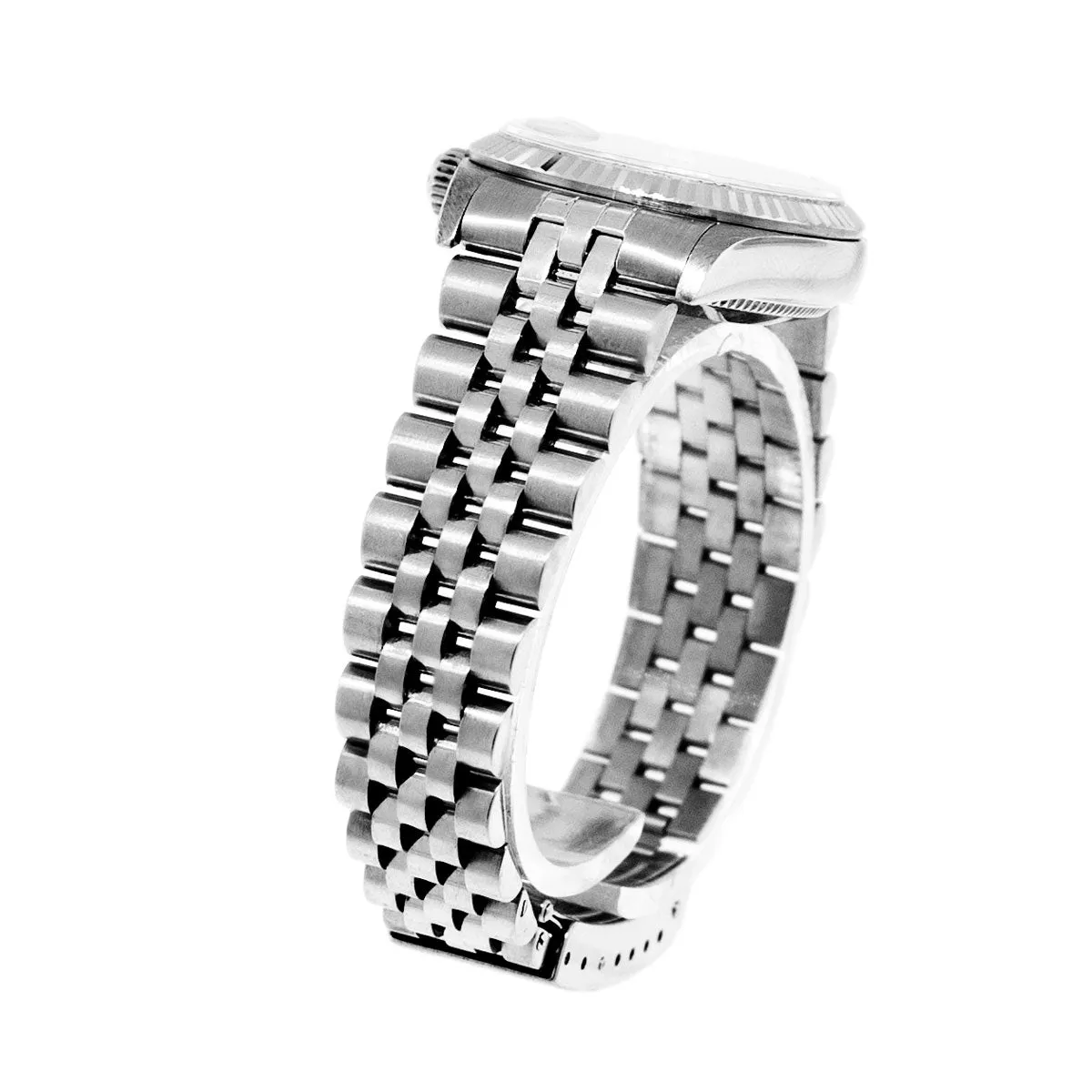 Rolex Lady-Datejust 31mm White Gold and Steel Salmon Roman Dial & Fluted Bezel 68274