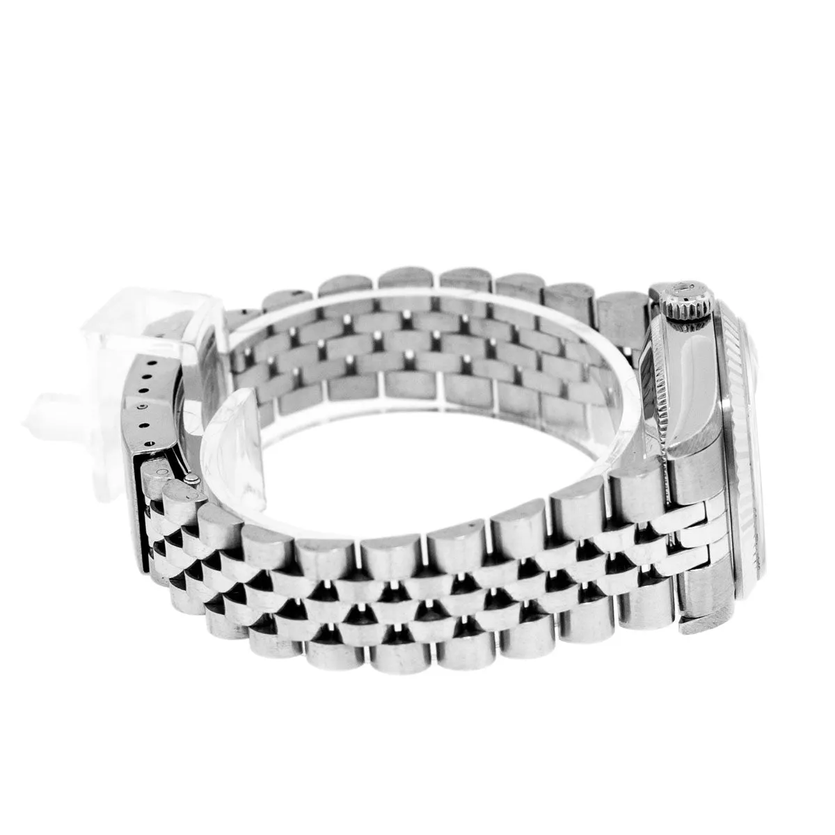 Rolex Lady-Datejust 31mm White Gold and Steel Salmon Roman Dial & Fluted Bezel 68274