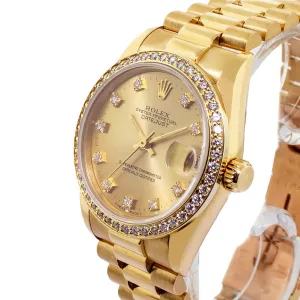 Rolex Lady-Datejust 31mm Yellow Gold Champagne Diamond Dial & Bezel 68278