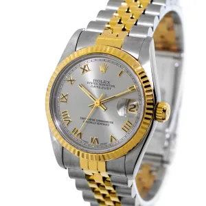 Rolex Lady-Datejust 31mm Yellow Gold Steel Slate Roman Dial & Fluted Bezel 68273