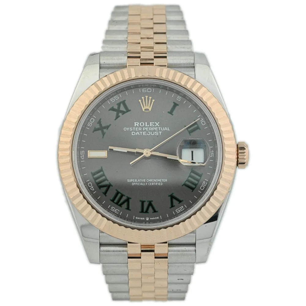 Rolex Men's Datejust 41 18K Rose Gold & Steel 41mm Wimbledon Dial Watch Reference #: 126331