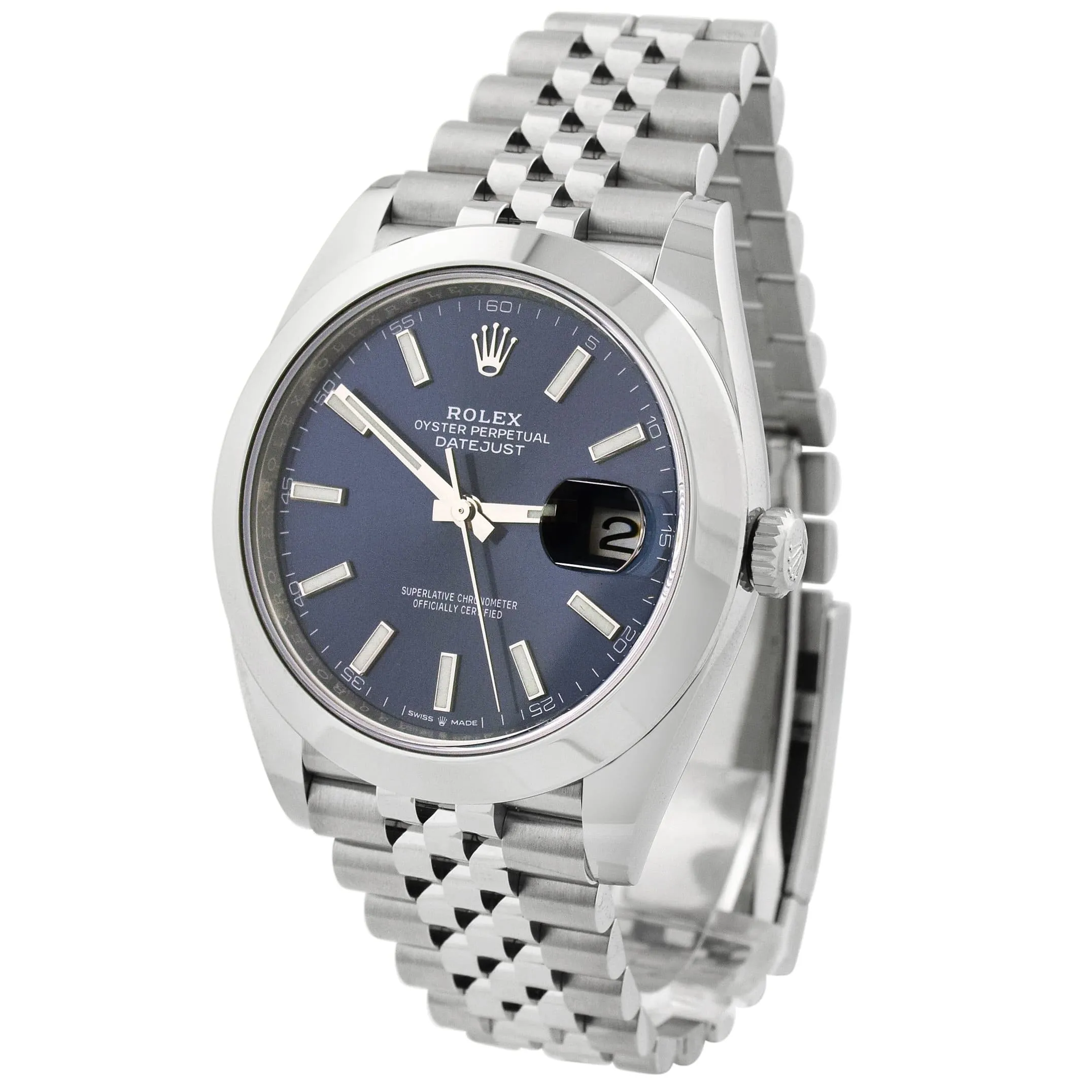Rolex Mens Datejust 41mm Blue Stick Dial Watch Reference #: 126300