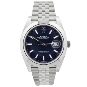 Rolex Mens Datejust 41mm Blue Stick Dial Watch Reference #: 126300