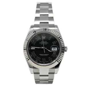 Rolex Men's Datejust Stainless Steel 41mm Dark Grey Roman Dial Watch Reference 116334