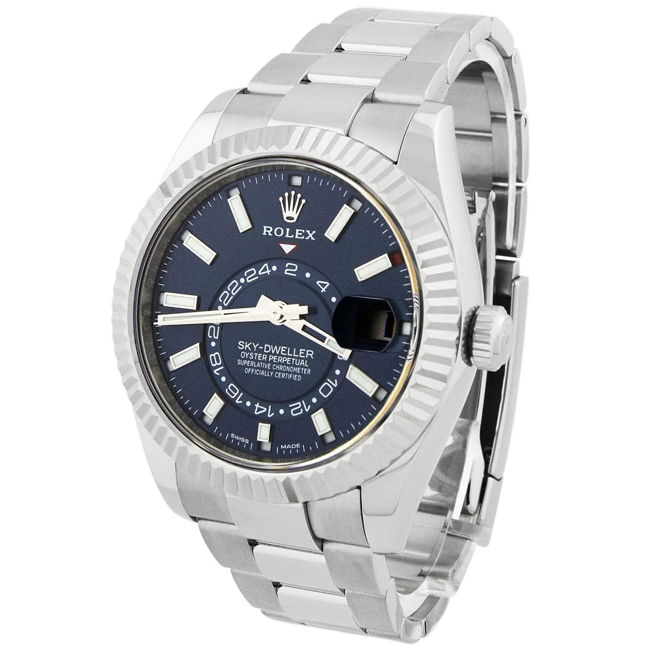 Rolex Men's Sky-Dweller Stainless Steel 42mm Blue Stick Dial Watch Reference #: 326934