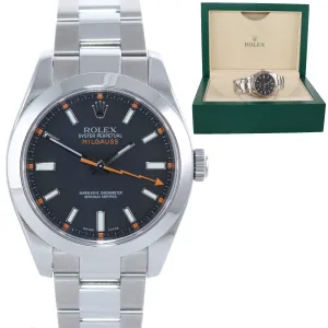 Rolex Milgauss 116400 Steel Black Dial 40mm Anti Magnetic Oyster Watch Box