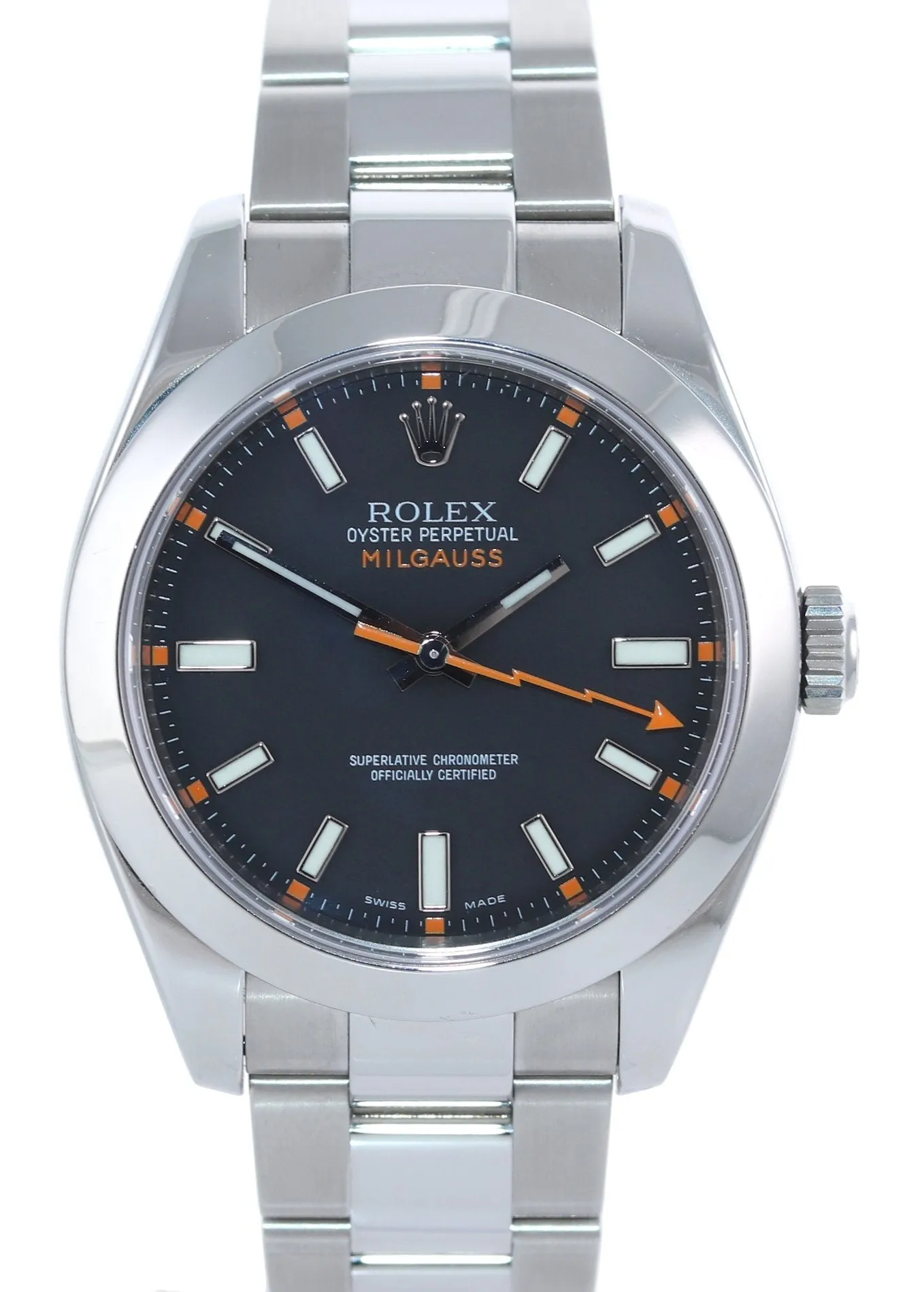 Rolex Milgauss 116400 Steel Black Dial 40mm Anti Magnetic Oyster Watch Box