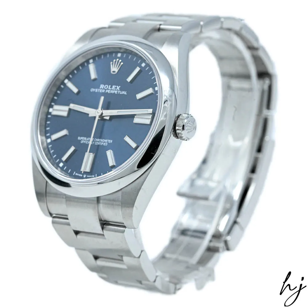 Rolex Oyster Perpetual 41mm Blue Stick Dial Watch #: 124300