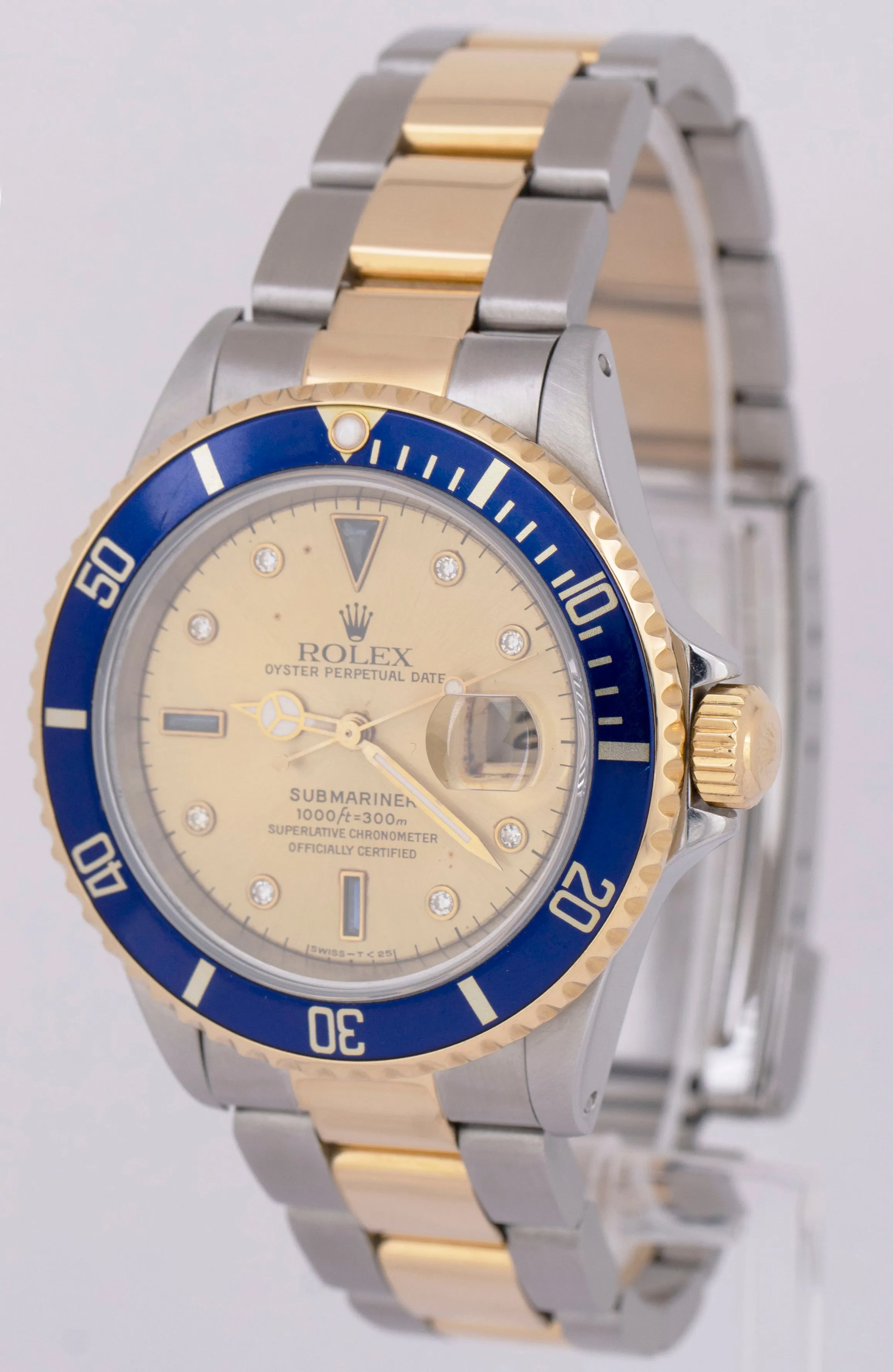 Rolex Submariner Date 40mm Two-Tone 18K Gold SERTI CHAMPAGNE DIAMOND Steel 16613