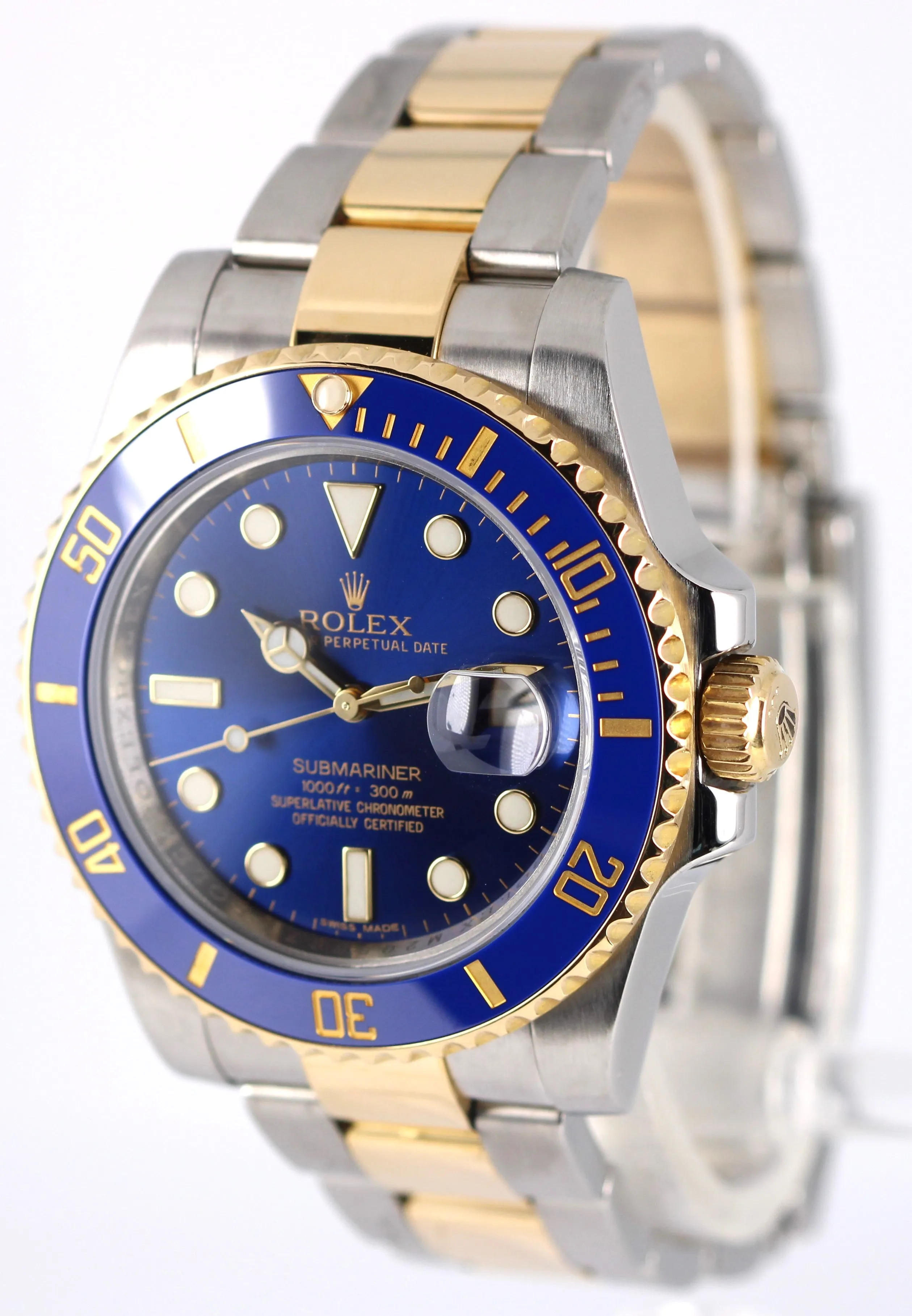 Rolex Submariner Date Two-Tone 18K Yellow Gold Steel Blue 40mm 116613 LB Watch