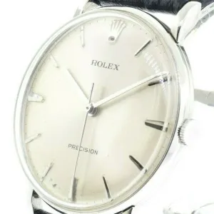Rolex Vintage Stainless Steel Cream Stick Dial Leather Strap c.1950